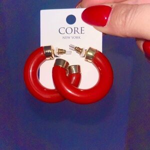 Red hoop earrings